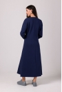 Długa Sukienka z Podwójnym Dekoltem V - Niebieska