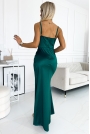 Zielona Satynowa Sukienka Maxi na Ramiączkach