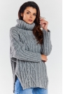 Sweter Oversize z Golfem - Szary