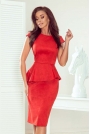 Elegancka Ołówkowa Sukienka Midi z Asymetryczną Baskinką - Czerwona