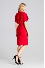 Czerwona Elegancka Sukienka Midi z Zakładanym Dekoltem 