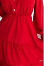 Sukienka ze Stójką Zapinana na Guziki  - Czerwona