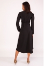 Czarna Asymetryczna Sukienka Kopertowa z Wiązanym Paskiem