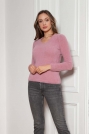 Sweter z Dekoltem w Szpic - Różowy
