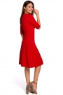 Czerwona Sukienka Midi O Kroju Litery A z Rękawami do Łokcia