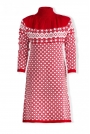 Czerwono Biała Sukienka Żakardowa w Skandynawskie Wzory