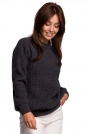 Sweter Oversize o Przedłużonym Kroju - Grafitowy