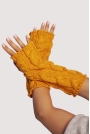 Długie Wełniane Rękawiczki bez Palców - Miodowe