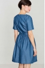 Niebieska Bawełniana Sukienka z Krótkim Rękawem
