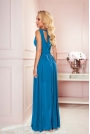 Maxi Sukienka z Wiązanym wycięciem na Plecach - Niebieska