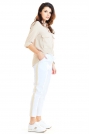 Białe Casualowe Spodnie z Lampasami