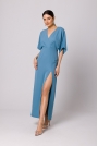 Maxi Sukienka z Długim Rozcięciem - Niebieska