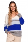 Sweter w Paski z Dekoltem V - Model 3