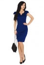 Granatowa Dopasowana Sukienka z Ciekawym Dekoltem