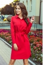 Czerwona Krótka Koszulowa Sukienka z Paskiem