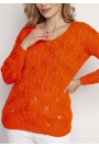 Kobiecy Ażurowy Sweter - Pomarańczowy
