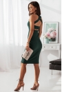 Intrygująca Ołówkowa Sukienka z Wycięciem na Plecach - Zielona