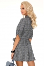 Szara Sukienka Szmizjerka w Kratkę