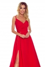 Czerwona Maxi Sukienka na Ramiączkach z Kopertowym Dekoltem