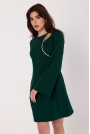 Zielona Trapezowa Sukienka z Wycięciem w Dekolcie