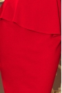 Ołówkowa Sukienka Midi z Asymetryczną Baskinką - Czerwona