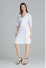 Biała Elegancka Sukienka z Plisowanym Dołem