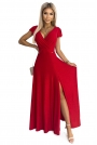 Wieczorowa Sukienka Maxi z Połyskiem - Czerwona