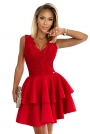 Dwukolorowa sukienka z koronką na wesele - Czerwona