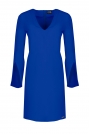 Niebieska Sukienka Koktajlowa Mini z Rozciętym Rękawem