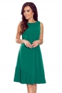 Trapezowa Sukienka z Plisowanym dołem - Zielona