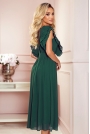 Długa Sukienka z Plisowanymi Falbankami - Zielona