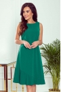 Trapezowa Sukienka z Plisowanym dołem - Zielona