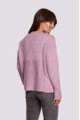 Milutki Sweter z Zabudowanym Dekoltem - Pudrowy