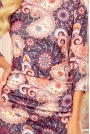 Sukienka Dopasowana Swetrowa z Marszczeniami w Kolorowy Wzór