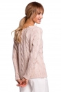 Uniwersalny Sweter z Warkoczowym Splotem - Pudrowy