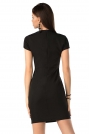 Czarna Wizytowa Sukienka z Krótkim Rękawem