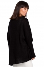 Czarny Asymetryczny Oversizowy Sweter z Kieszonką