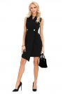 Czarna Asymetryczna Sukienka Żakietowa bez Rękawów