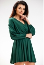 Krótka Sukienka z Zakładanym Dekoltem - Zielona