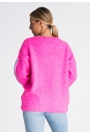 Różowy Nowoczesny Oversizowy Sweter w Paski