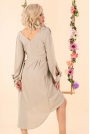 Asymetryczna Sukienka z Rozciętymi Rękawami - Beżowa