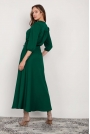 Długa Sukienka Odcinana w Pasie - Zielona