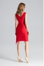 Czerwona Asymetryczna Sukienka Modnie Marszczona