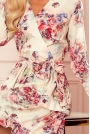 Kopertowa Mini Sukienka ze Stopniowanymi Falbankami - Kwiaty