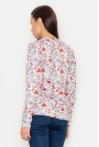 Ecru Klasyczna Bluza w Kolorowe Kwiaty