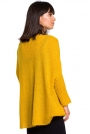 Miodowy Asymetryczny Oversizowy Sweter z Kieszonką