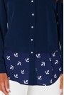 Niebieska Elegancka Koszula Zapinana na Napy z Marynarskim Akcentem