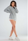 Luźny Sweter o Ażurowym Splocie - Szary