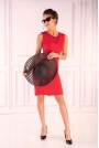Czerwona Dopasowana Sukienka bez Rękawów z Dodatkiem Szyfonu