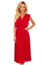 Kopertowa Sukienka Midi z Plisowanym Dołem - Czerwona